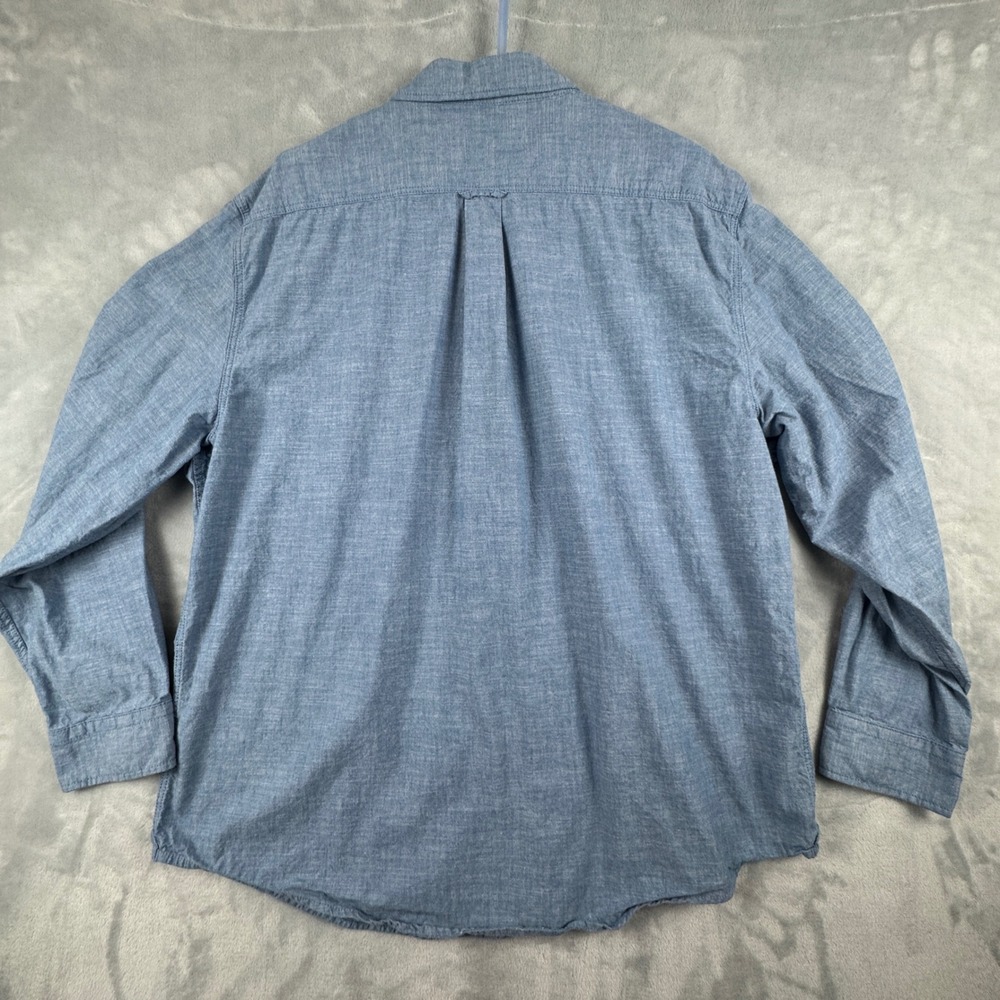 US Polo Assn Embroidered Logo Mens Long Sleeve Chambray Button Up Shirt Blue 3XL - Picture 2 of 9